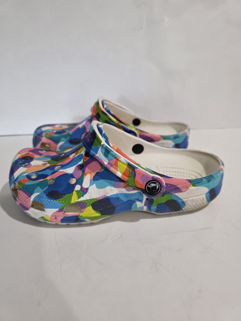 Crocs Classic Confetti Bubble Block Clogs White Multi Color Women Size 6 Shoes